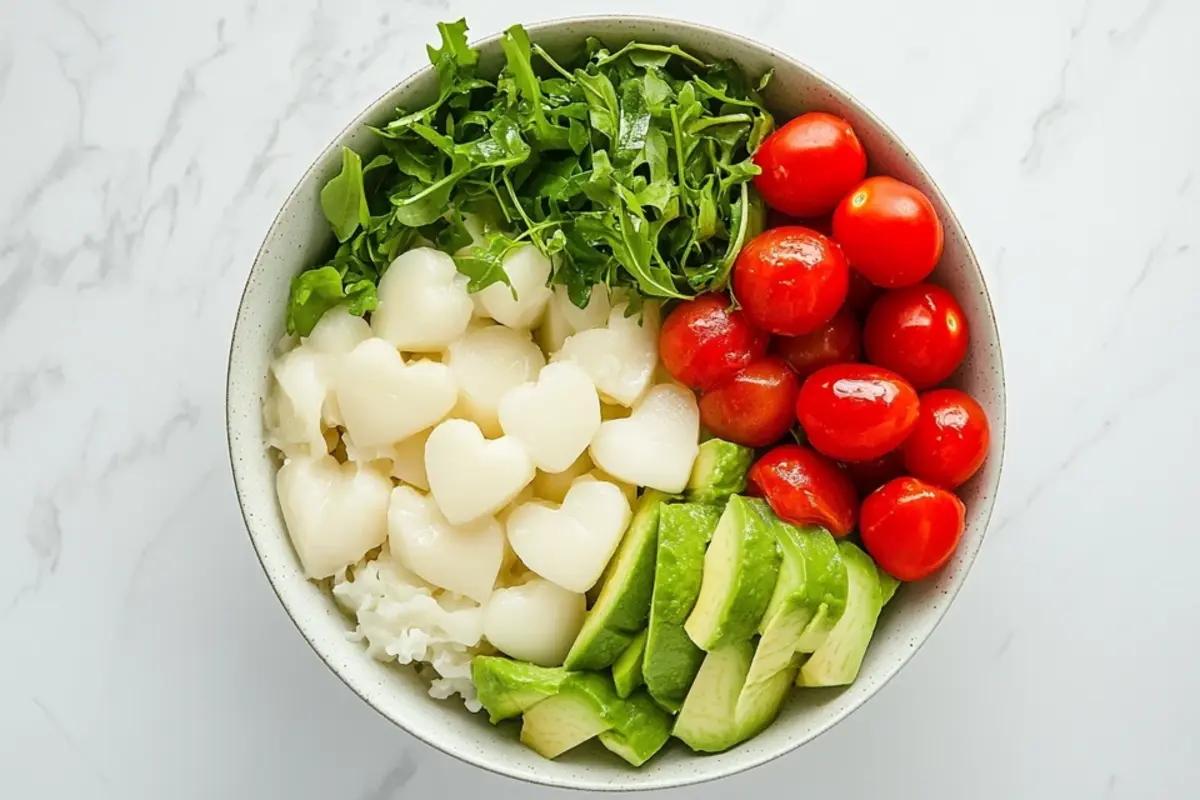 Hearts of palm salad with vegetables