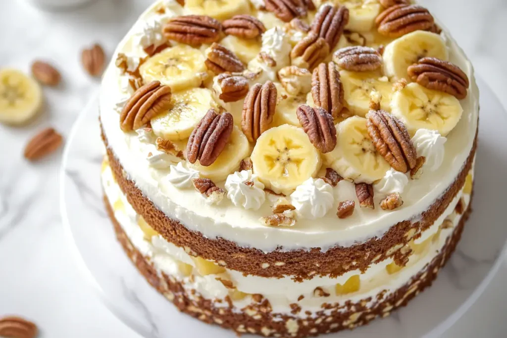 What is a hummingbird cake made of? A close-up of a sliced fruit-and-spice cake.