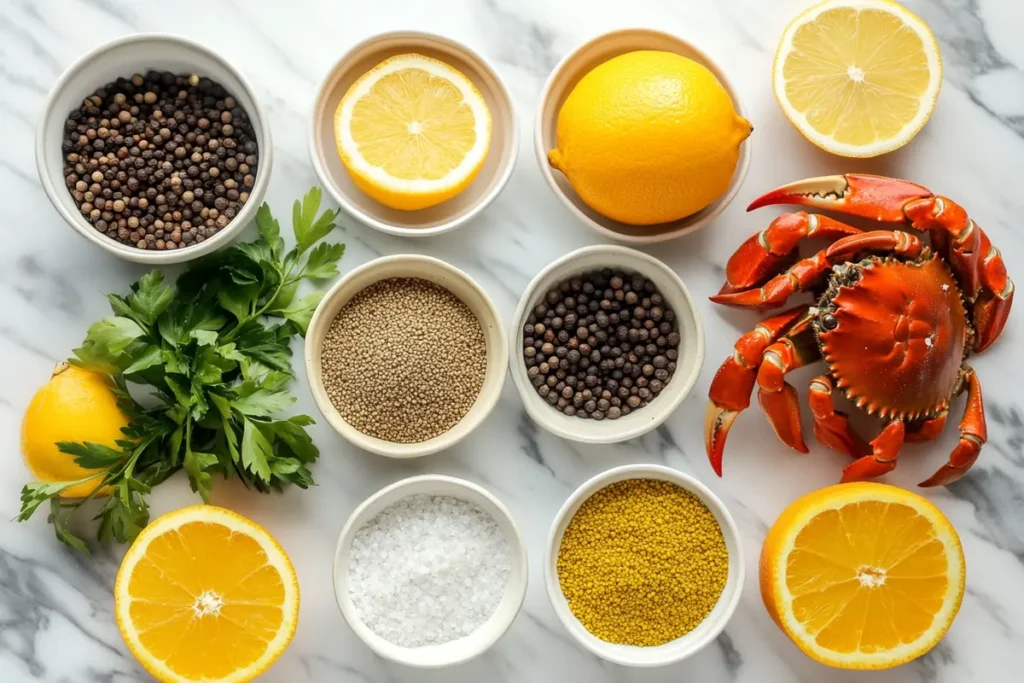 : what are the ingredients in crab boil liquid spices herbs citrus?