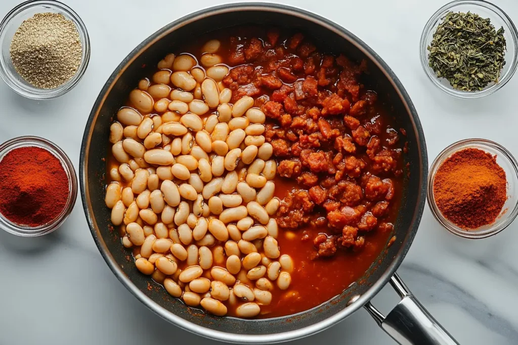 Cooking chorizo beans step by step