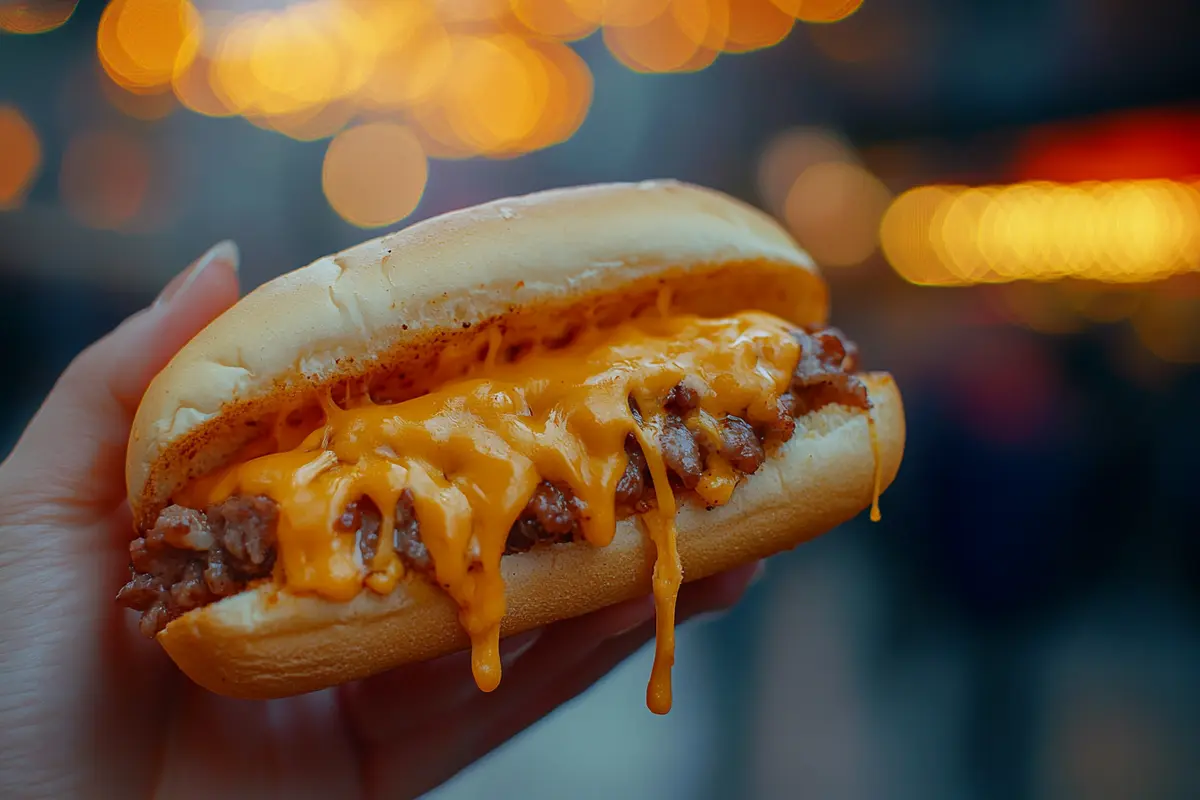 classic Philly cheesesteak overflowing with thinly sliced ribeye, melted cheese, and caramelized onions.