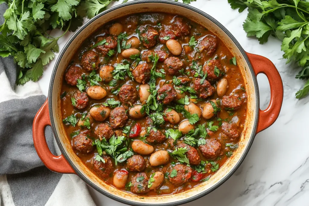 Bowl of flavorful chorizo beans