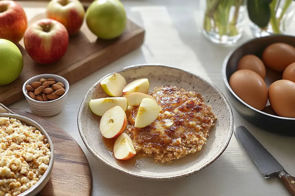 “Is it healthy to eat an apple for breakfast? A sliced red apple on a table